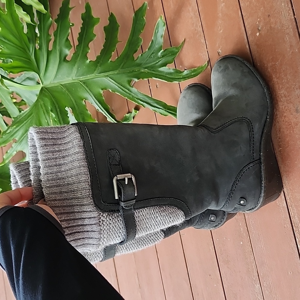UGG Gray and Cream Heeled Boots